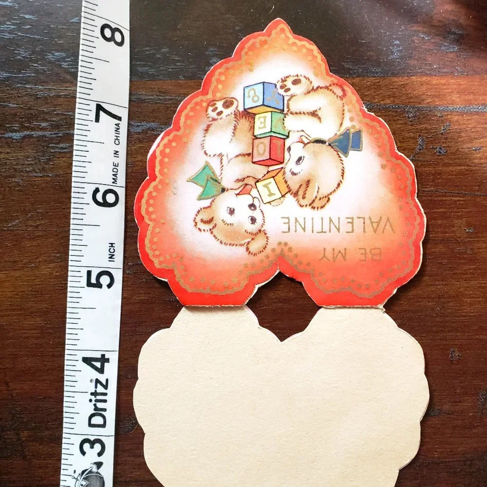 1940's Die Cut HEART SHAPE TWO BEARS 